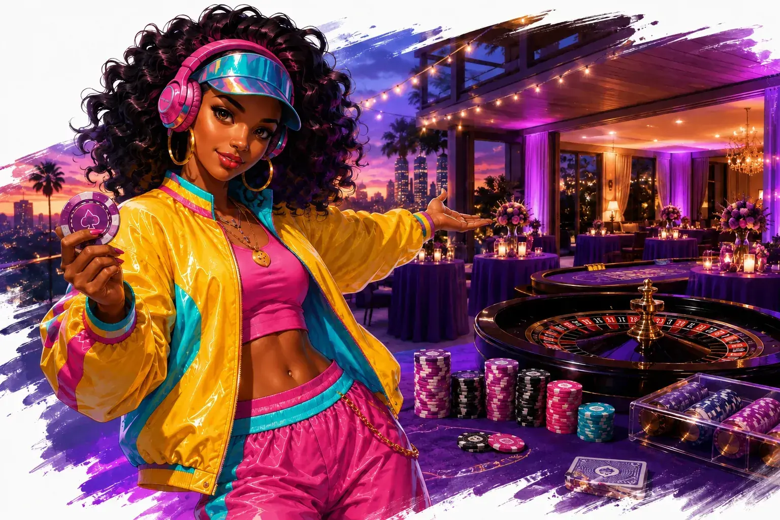 Guests enjoying casino-style entertainment at an event